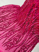 Fuchsia Sequin Fabric by Yard, 4 Way Stretch Fashion Design on Spandex Mesh