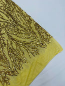Gold Sequin Fabric by Yard, 4 Way Stretch Fashion Design on Spandex Mesh