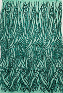 Green Sequin Fabric by Yard, 4 Way Stretch Fashion Design on Spandex Mesh