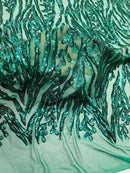 Green Sequin Fabric by Yard, 4 Way Stretch Fashion Design on Spandex Mesh