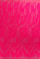 Hot Pink Sequin Fabric by Yard, 4 Way Stretch Fashion Design on Spandex Mesh