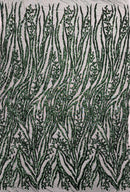 Hunter Green Sequin Fabric by Yard, 4 Way Stretch Fashion Design on Spandex Mesh