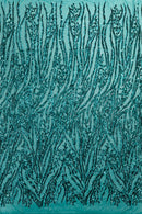 Jade Green Sequin Fabric by Yard, 4 Way Stretch Fashion Design on Spandex Mesh