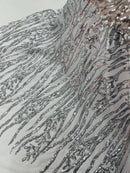 Silver Sequin Fabric by Yard, 4 Way Stretch Fashion Design on Spandex Mesh