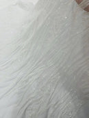 White Sequin Fabric by Yard, 4 Way Stretch Fashion Design on Spandex Mesh