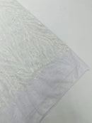 White Sequin Fabric by Yard, 4 Way Stretch Fashion Design on Spandex Mesh