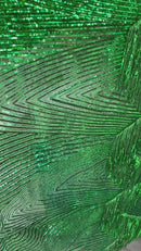 Fringe Sequins Fabric - Green - Hanging Sequins 2 Way Stretch Fabric Sold By Yard