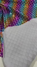 Mermaid Spandex Foil Fabric - Rainbow - Mermaid Design on Stretch Fabric By Yard