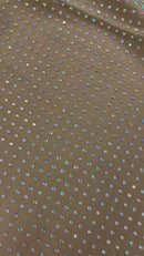 Rhinestones Solid Color Fabric - Brown - 4 Way Stretch Soft Solid Fabric with Crystal RhineStones Sold by Yard