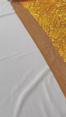 Sequins Fabric - Orange - Geometric Pattern Design 4 Way Stretch Sold By Yard