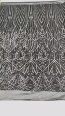 Sequins Fabric - Black - Geometric Pattern Design 4 Way Stretch Sold By Yard