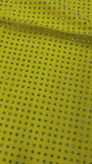 Rhinestones Solid Color Fabric - Yellow - 4 Way Stretch Soft Solid Fabric with Crystal RhineStones Sold by Yard