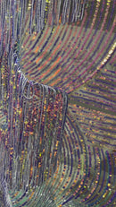 Fringe Sequins Fabric - lavender iridescent - Hanging Sequins 2 Way Stretch Fabric Sold By Yard