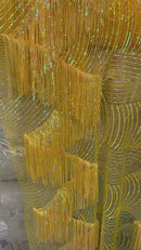 Fringe Sequins Fabric - Yellow - Hanging Sequins 2 Way Stretch Fabric Sold By Yard
