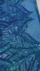 Iridescent Sequin Fabric - Iridescent Turquoise - 4 Way Stretch Royalty Lace Sequin By Yard