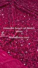 Fuchsia Sequin on Stretch Velvet With Luxury Sequins Shining 2-Way Stretch Velvet (Pick a Size)