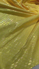 Mermaid Spandex Foil Fabric - Yellow - Mermaid Design on Stretch Fabric By Yard