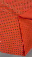 Rhinestones Solid Color Fabric - Orange - 4 Way Stretch Soft Solid Fabric with Crystal RhineStones Sold by Yard