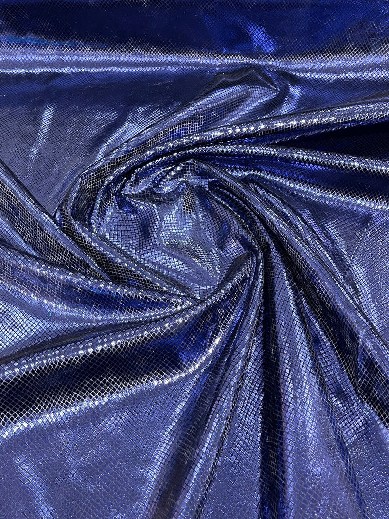 Snake Print Stretch Velvet - Navy Blue - 58/60" Stretch Velvet Fabric Sold By Yard