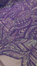 Iridescent Sequin Fabric - Iridescent Lilac - 4 Way Stretch Royalty Lace Sequin By Yard