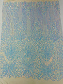 Floral Star Leaf Design - Aqua Iridescent