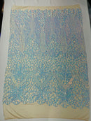 Floral Star Leaf Design - Aqua Iridescent