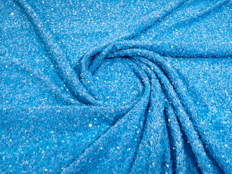 Neón Sequins Fabric on Stretch Velvet - By The Yard - all Over 5mm Sequins 58”/60