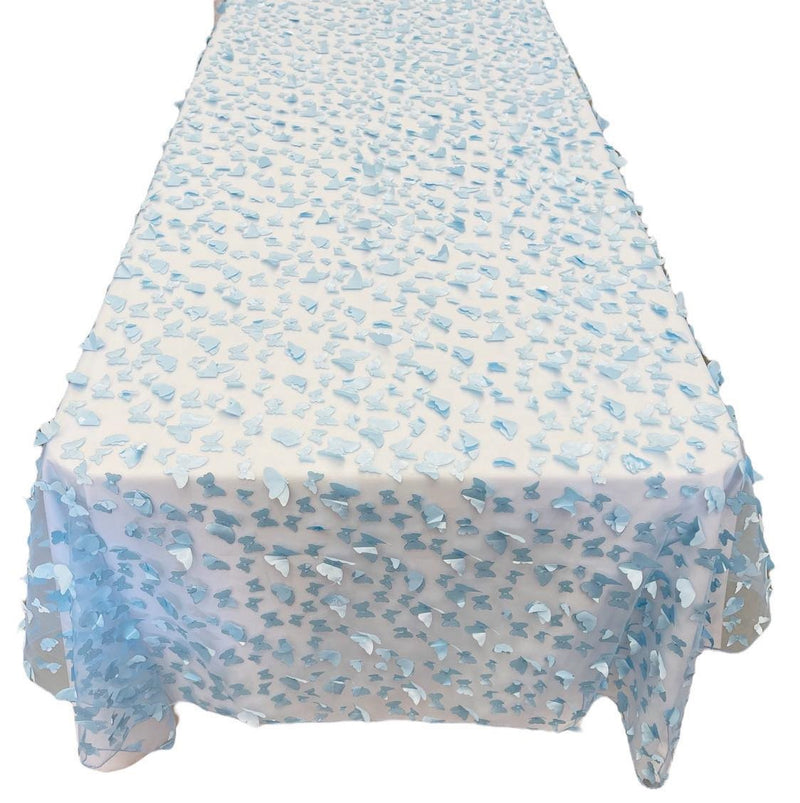 3D Butterfly Table Cover - Baby Blue - 52" x 102" 3D Butterfly Mesh Tablecloth