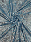 Mille Stripe Spandex Sequins - Baby Blue - 4 Way Stretch Lace Spandex Mesh Sold By Yard