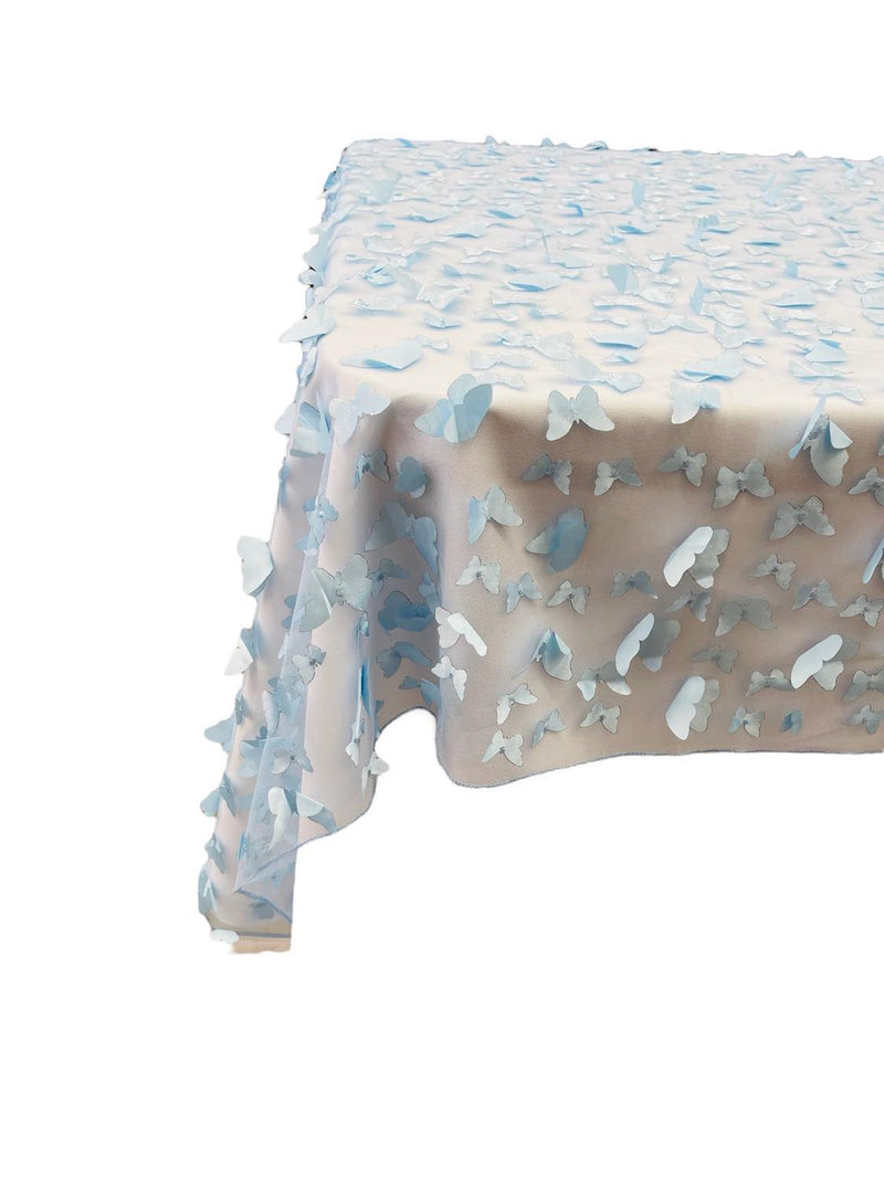 3D Butterfly Table Cover - Baby Blue - 52" x 102" 3D Butterfly Mesh Tablecloth