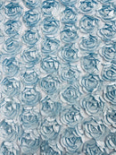 Rosette Fabric with 3D Roses on High Quality Mesh Fabric ( Choose The Color )