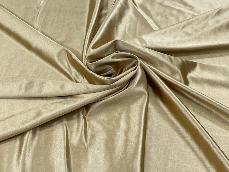 Lycra Spandex Shiny Fabric - Beige Champagne - 80% Polyester 20% Spandex Sold By The Yard (Pick a Size)