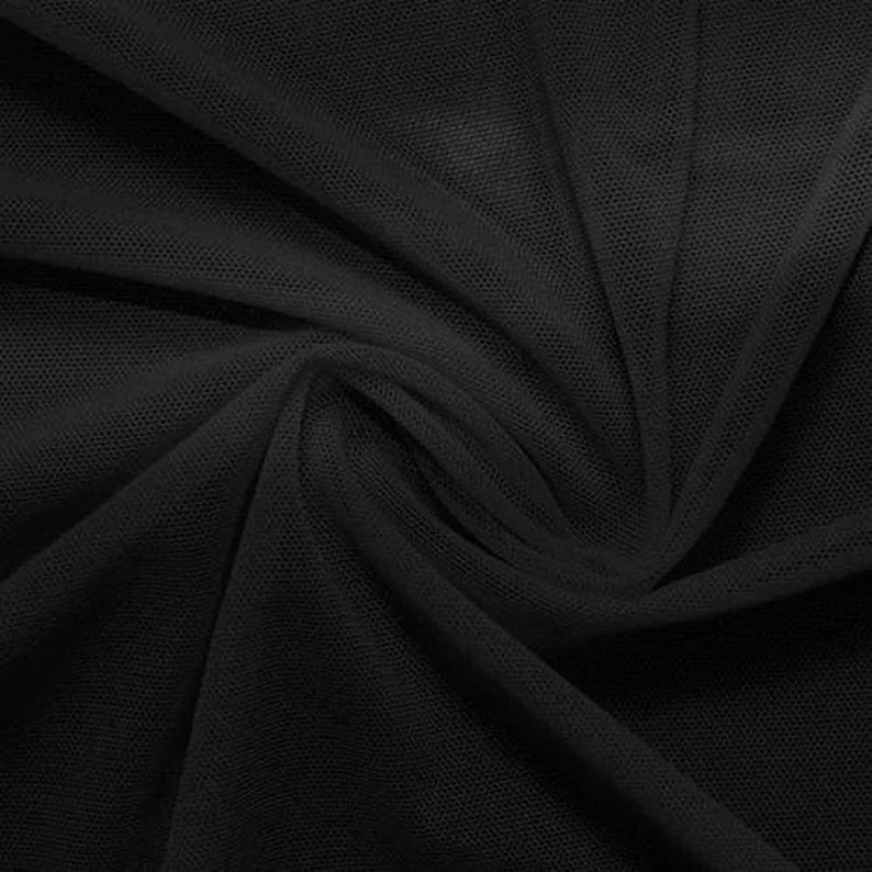 Power Mesh Fabric - Black - Nylon Lycra Spandex 4 Way Stretch Fabric 58"/60" By Yard