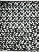 Floral Embroidered Lace - Black - Floral Corded Lace With Sequins Sold By Yard