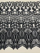 Iridescent Sequin Fabric - Black - 4 Way Stretch Royalty Lace Sequin By Yard