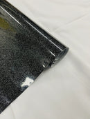 Metallic Glitter Vinyl Fabric - Black - Faux Leather Sparkle Glitter Fabric - 54" Sold By The Yard