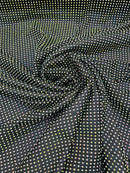 Rhinestones Power Mesh Fabric - Black - 4 Way Stretch Power Mesh Crystal RhineStones Sold by Yard