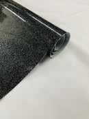 Metallic Glitter Vinyl Fabric - Black - Faux Leather Sparkle Glitter Fabric - 54" Sold By The Yard