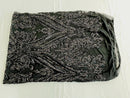 Damask Sequins - Black - Damask Sequin Design on 4 Way Stretch Fabric By Yard