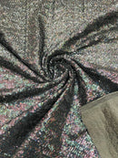 Milliskin Mini Glitz Sequins - Black Iridescent - 4 Way Stretch Milliskin Stretch Spandex Fabric Sold By Yard
