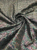 Milliskin Mini Glitz Sequins - Black Iridescent - 4 Way Stretch Milliskin Stretch Spandex Fabric Sold By Yard