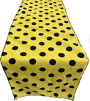14" Polka Dot Table Runner - Black on Yellow - Polka Dots Polyester Poplin Table Runners (Pick Size)