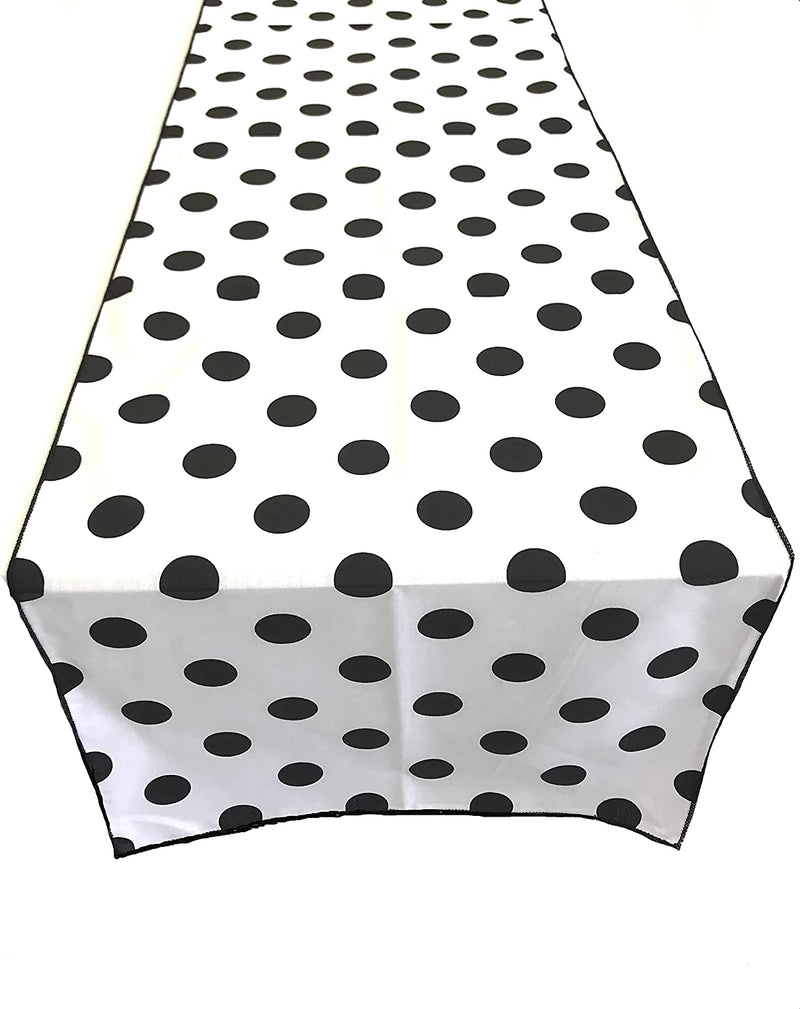 14" Polka Dot Table Runner - Black on White - Polka Dots Polyester Poplin Table Runners (Pick Size)