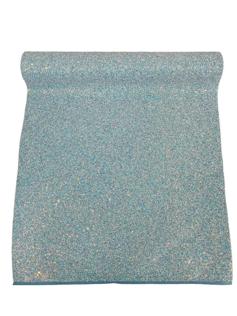 Chunky Glitter Vinyl Fabric - Blue Iridescent - 54" Sparkle Crafting Glitter Vinyl Fabric By Yard