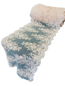 Floral Sequins Cluster Design - Blush - 14" Embroidered Floral Design Table Runner Sold By Yard