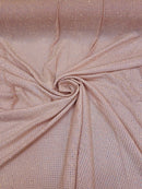 Rhinestones Power Mesh Fabric - Blush - 4 Way Stretch Power Mesh Crystal RhineStones Sold by Yard