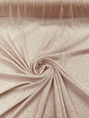 Power Mesh Polyester Rhinestones Fabric - Blush - 4 Way Stretch Mesh Fabric Sold by Yard
