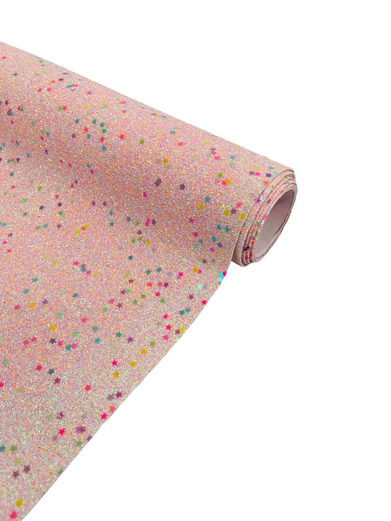 Stardust Glitter Vinyl Fabric - Blush Pink Iridescent - 54" Sparkle Crafting Glitter Vinyl Fabric By Yard