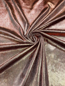 60'' Stretch Foil Velvet - Brown - 4 Way Stretch Shiny Velvet Foil Fabric Sold By The Yard