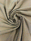 Rhinestones Solid Color Fabric - Brown - 4 Way Stretch Soft Solid Fabric with Crystal RhineStones Sold by Yard